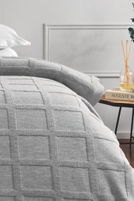 Wełniana narzuta na łóżko NEVA w opakowaniu prezentowym z poduszkami Szary Zestaw na łóżko dwuosobowe