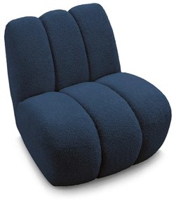 Ciemnoniebieski fotel z materiału bouclé Janissaire – Bobochic Paris