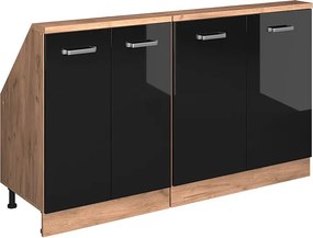 Szafka kuchenna na dach skośny czarny wysoki połysk 140x46x81.6 r-line