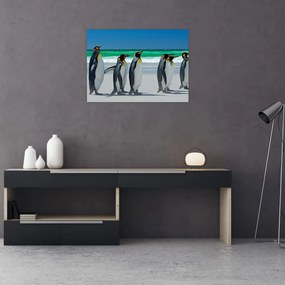 Obraz na szkle - Grupa Pingwinów królewskich (70x50 cm)