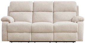Kanapa 3-osobowa relaksacyjna elektryczna z funkcją masażu z beżowej tkaniny szenilowej KOCENI