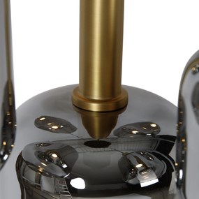 Lampa wisząca czarna ze złotem i dymionym szkłem w komplecie 5 żarówek PUCC - Zuzanna