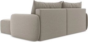 Szarobrązowy aksamitny rozkładany/ze schowkiem narożnik (prawostronny/z szezlongiem) Kalena – Makamii