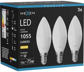 Mexen Nova 3x żarówka LED E14, C37, 10W, Ciepła - 3000K, 1055 lm - L102-E14-1030-01x03