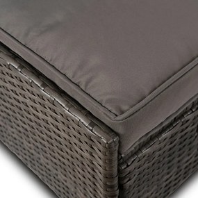 Zestaw Mebli Ogrodowych DELGADO Szary Sofa Fotele Pufy Stolik Technorattan Nowoczesny