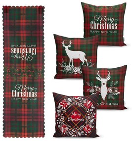 Zestaw 4 świątecznych poszewek na poduszki i bieżnika Minimalist Cushion Covers Tartan Christmas