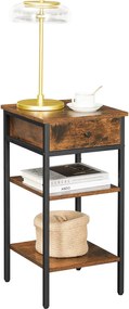 Stolik Boczny Szafka Nocna z szufladą Rustykalny Brąz - LET502B01