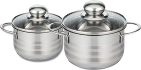 Zestaw 2 Garnków ze Stali Nierdzewnej Bez PFAS 12 i 14 cm Elo Błyszczące - Kompatybilne ze Wszystkimi Rodzajami Kuchni, Nieprzywierające, Trwałe