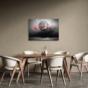 Obraz na szkle - czerwone abstrakcyjne kule (70x50 cm)