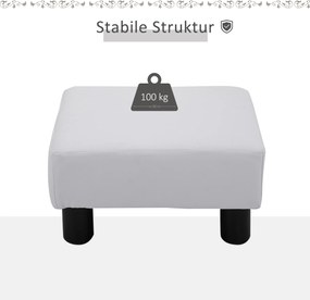 HOMCOM Podnóżek Pufa Uszak Biały 40x30x24cm Elegancki Stołek do Siedzenia Komfortowy i Stylowy | Aosom PL