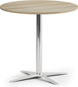 Stolik kawowy AURA, średnica 60 cm, chrom podstawa, dąb naturalny