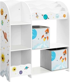 SongmicsHome Regał na zabawki i książki WSZECHŚWIAT, 2 pudełka, 93x30x100cm, biała z naklejkami