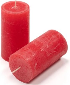 Zestaw świec rustykalnych, 10 cm, Ø 5 cm, czerwony, 16 szt.