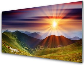 Szkło Ozdobne do Kuchni Ognisty Zachód Słońca w Górach