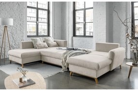 Beżowa rozkładana sofa w kształcie litery "U" Miuform Scandic Lagom, lewostronna