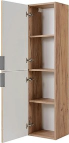 Szafka łazienkowa, dąb Gold Craft, uchwyt srebrny, 27 x 35 x 136 cm