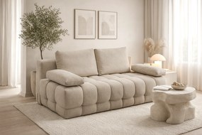 Kanapa Tuko rozkładana z pojemnikiem - beżowa dzianina Freya 210.03