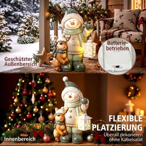 HOMCOM Figurka bałwana 43 cm z MGO z lampionem LED i timerem, do wejścia i przy drzwiach | Aosom PL