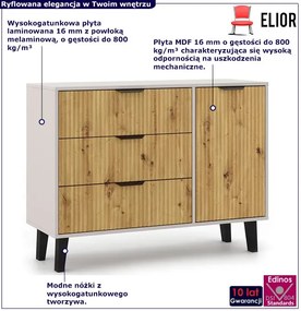 Komoda duża z 3 szufladami i szafką kaszmir + dąb artisan A1-L26