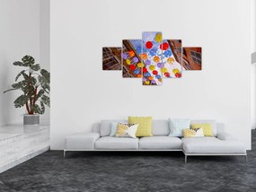 Obraz kolorowych parasoli (125x70 cm)