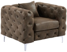 Fotel chesterfield z mikrofibry o wyglądzie postarzanej skóry EDWINA
