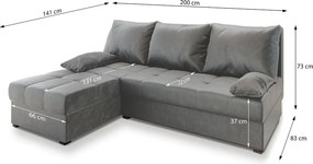 PROMOCJA Jasnoszara rozkładana narożna sofa ZENA, dwustronna II. jakość