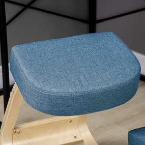 Vinsetto Krzesło klęcznik, ergonomiczny taboret do siedzenia, tapicerowany stołek dla zdrowej postawy, drewno brzozowe, wytrzymałość do 120 kg, niebieski | Aosom PL