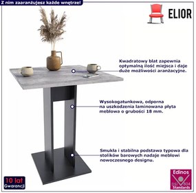 Stolik kwadratowy barowy beton + czarny R5-C58
