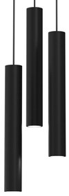 Lampa wisząca HUDSON BLACK 3xGU10, czarna, potrójna, tuba, na kole