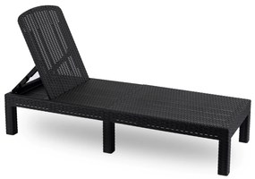 Fotel Ogrodowy Leżak LUIZJANA Technorattan Czarny/Szary