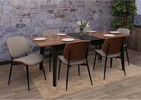 Krzesło do jadalni MCW-O44 (zestaw 6 sztuk),  orzechowy wygląd, jasnoszary