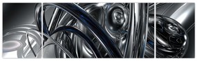 Obraz szarej abstrakcji z niebieskim (170x50 cm)