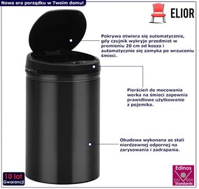 Czarny automatyczny kosz na śmieci 30L S4-P95
