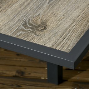 Outsunny Stół ogrodowy, rozkładany, łatwy w pielęgnacji, rama aluminiowa, efekt drewna, 160 x 80 x 75 cm