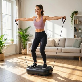 SPORTNOW Platforma wibracyjna z 120 poziomami intensywności, 5 programami, pilotem, wyświetlaczem LED, idealna do treningu mięśni, kolor czarny | Aosom PL