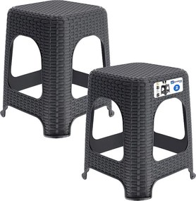 KADAX Taboret rattan 45 x 26 cm antracyt, 2 szt.