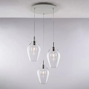 Lampa wisząca Ares Iron z przezroczystym szkłem Pyrex 3 światła 141 Ø50 BL273-S3-TR
