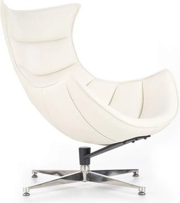 Biały fotel wypoczynkowy ze skóry Luxor