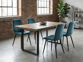 Aksamitne krzesło LAVA PETROL BLUE w kolorze nafty z czarnymi nogami