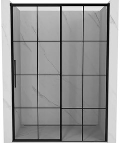 Mexen Rox drzwi prysznicowe rozsuwane prawe 155 cm, czarna kratka, czarne - 8C2-155-000-70-77-P