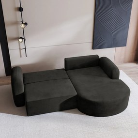 Masseno Narożnik AMILIA z funkcją spania i pojemnikiem na pościel Narozniki L, Rozkładana sofa - Czarny, MONOLITH 95
