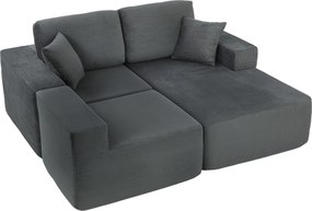 HOMCOM Modułowa narożna sofa, L-kształtna sofa-łóżko z głębokim siedziskiem, szerokimi podłokietnikami, 2 poduszki, ciemnoszary | Aosom PL