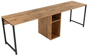 Biurko podwójne ze schowkami - Naturalny i czarny - DERVILO