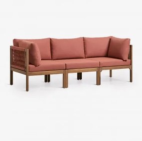 Sofa Modułowy 3-częściowy Z Podłokietnikami Z Drewna Akacjowego Branson Terakota – Brąz Akacjowy - Sklum