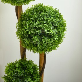 HOMCOM Sztuczny bukszpan duży 110 cm, UV-odporna roślina z 3 kulami do salonu, sypialni, biura, ogrodu | Aosom PL
