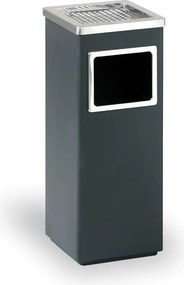 Kosz na śmieci z popielniczką, 240 x 240 x 600 mm, czarny / stal nierdzewna