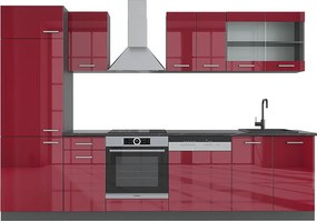 Aneks kuchenny czerwony wysoki połysk/antracyt 300x60x81.6 r-line