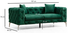 Ciemnozielona aksamitna sofa 197 cm Como – Artie