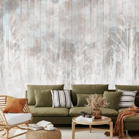 Fototapeta - Łąka na drewnie (196x136 cm)