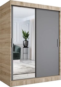 Szafa przesuwna z lustrem 150 cm dąb sonoma + antracyt C4-S07